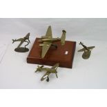 A Collection Of Vintage Brass Hand Made Aircraft Models To Include Spitfires To Include One