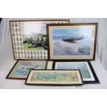 A Collection Of Five Framed Military Prints With A Royal Air Force Theme To Include Spitfire's And