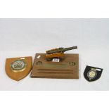 A Small Collection Of Naval Militaria To Include Royal Navy War College Wall Plaque And A Desk