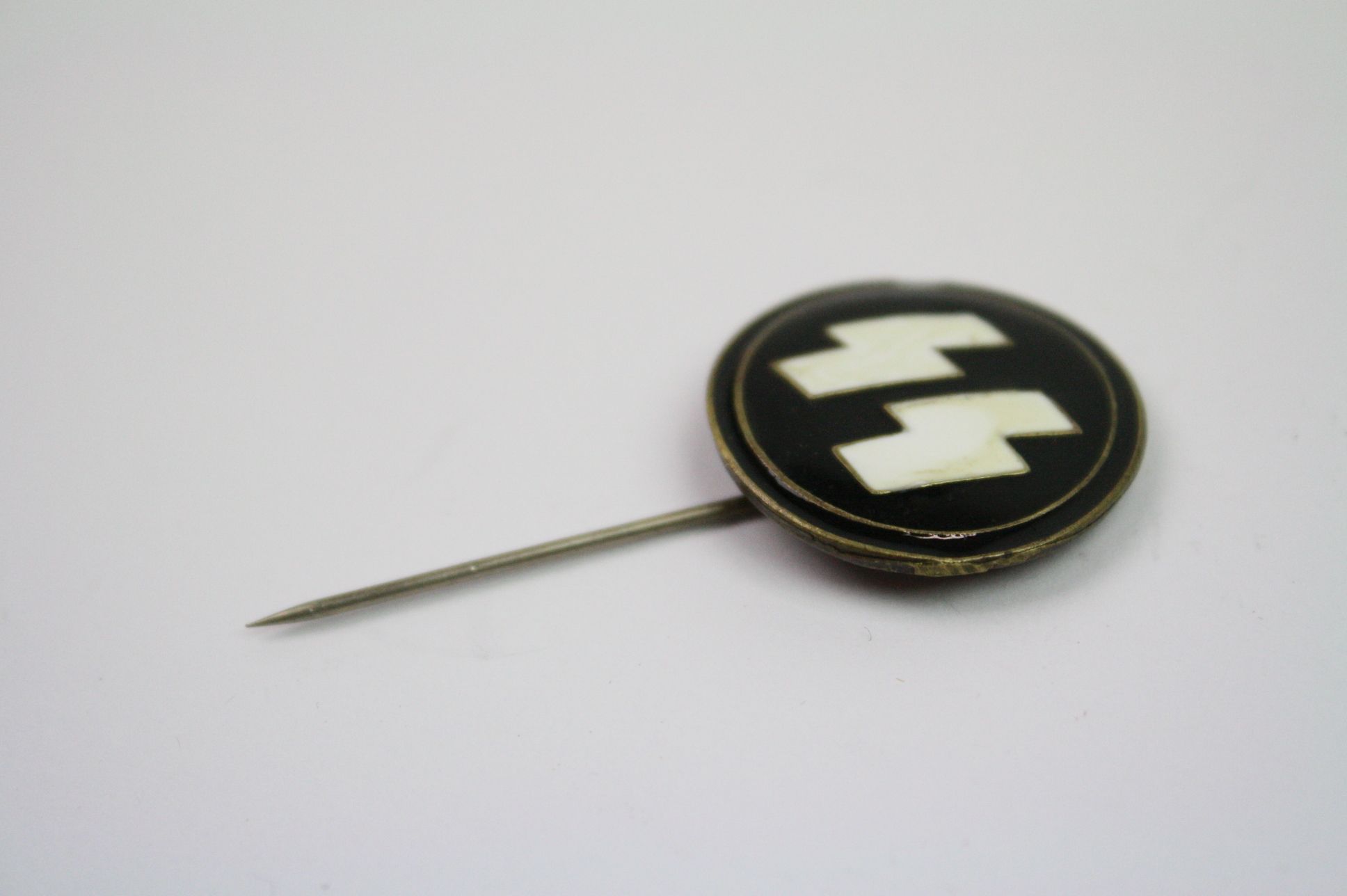 A World War Two German Third Reich SS Party Members Stick Pin Badge, Black And White Enamel - Image 3 of 7