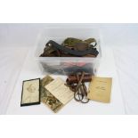 A Small Collection Of Militaria To Include Caps, Gaiters, Belts, A Monocular With Original Fitted