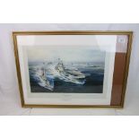 A Framed And Glazed Print By Robert Taylor Entitled "South Atlantic Task Force".