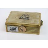 A World War One Brass Cigarette / Trinket Box With Decoration To The Queens Own Regiment.