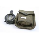 A World War Two Era Army Issue Marching Compass With Webbing Pouch, Serial No. B 320393.