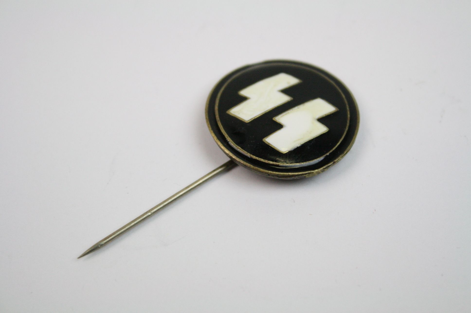 A World War Two German Third Reich SS Party Members Stick Pin Badge, Black And White Enamel - Image 2 of 7