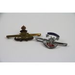 Two Vintage British Army Regimental Sweetheart Brooches To Include The Royal Artillery And The