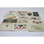 A Collection Of Eleven World War One / WW1 Patriotic Silk Postcards Together With A Small