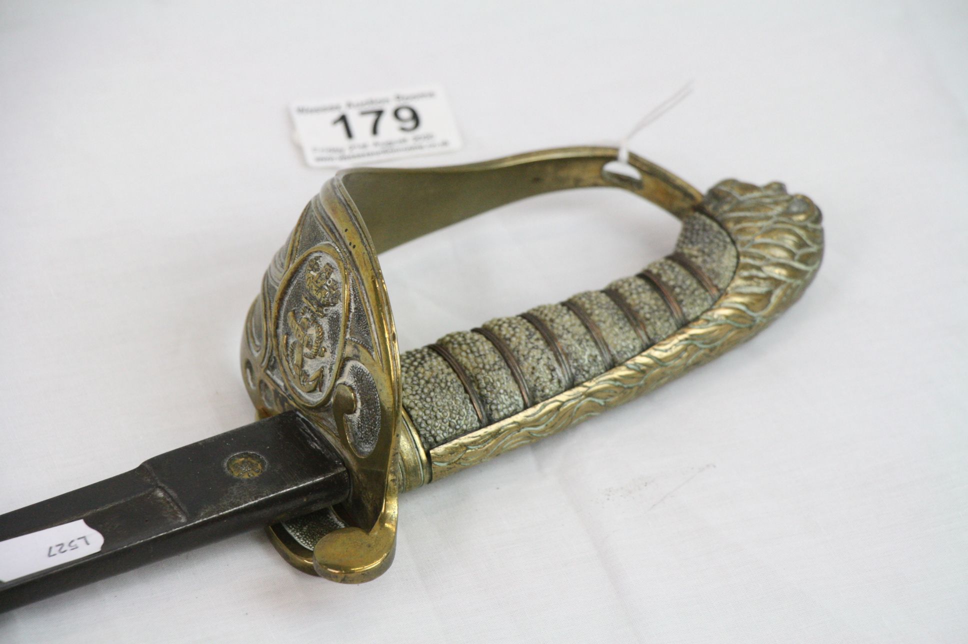 A Victorian Naval Officers 1827 Pattern Dress Sabre Sword, The Gilt Brass Hilt With Wire Bound - Image 4 of 7