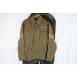 A World War Two Era Royal Engineers Jacket And Trousers Complete With Sergeants Stripes And Medal