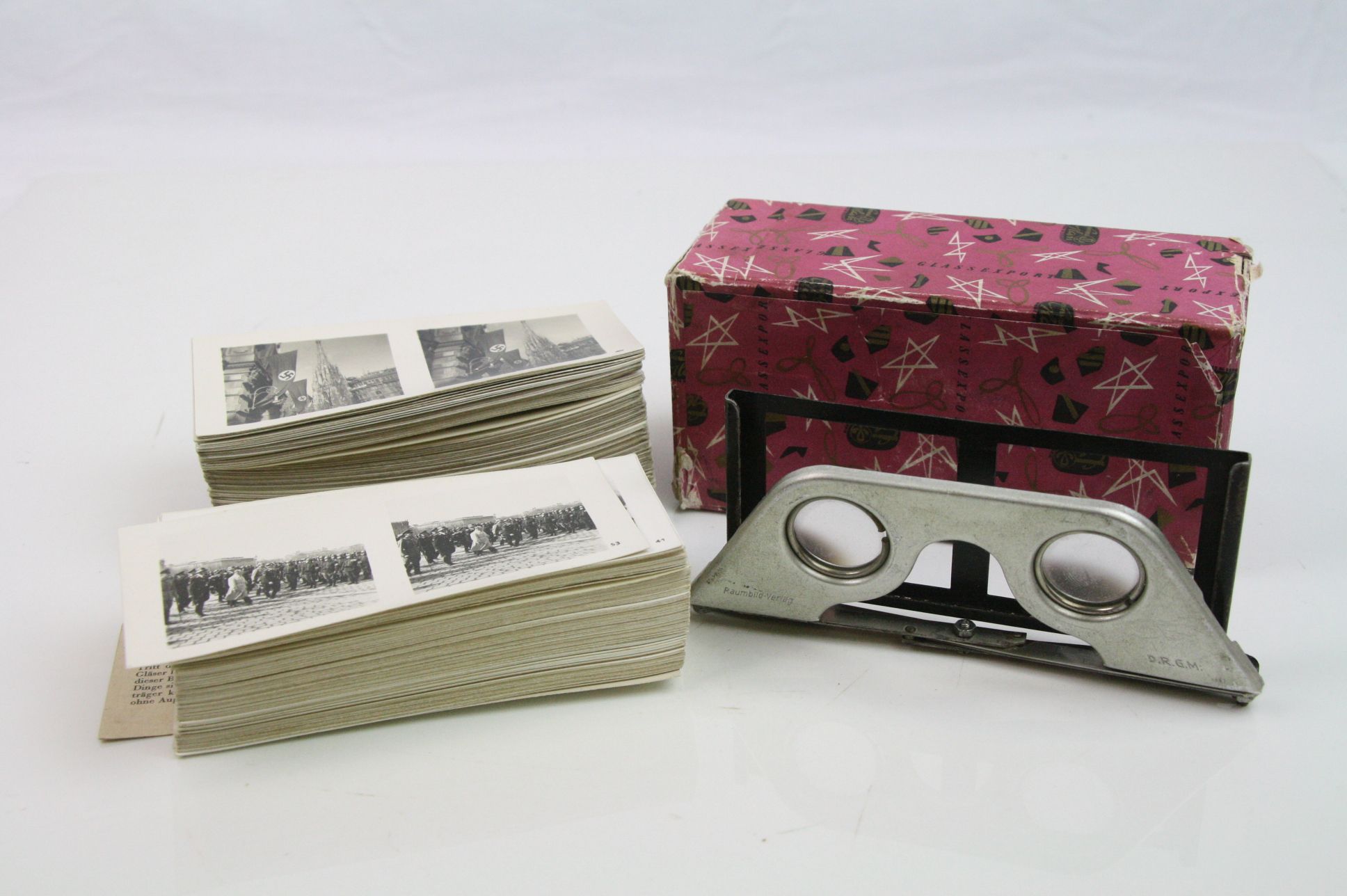 Two Sets Of World War Two German Third Reich Stereoscope Cards Complete With Viewer, Many Photo's - Image 2 of 11