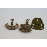 Two Brass Shoulder Titles To The 8th Territorial And The C6 Notts & Derby Regiment Both With