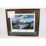 A Framed And Glazed John Larder Print Titled "Operation Chastise" Signed By The Artist And Pilot.