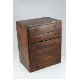 19th century Camphorwood Table Top Collector's Cabinet of Six Drawers, w.39cms h.48cms