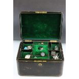 An early 20th century three tier jewellery box complete with contents to include pocket watches,