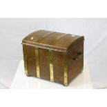 Oak and Brass Bound Domed Top Coal Box, h.32cms
