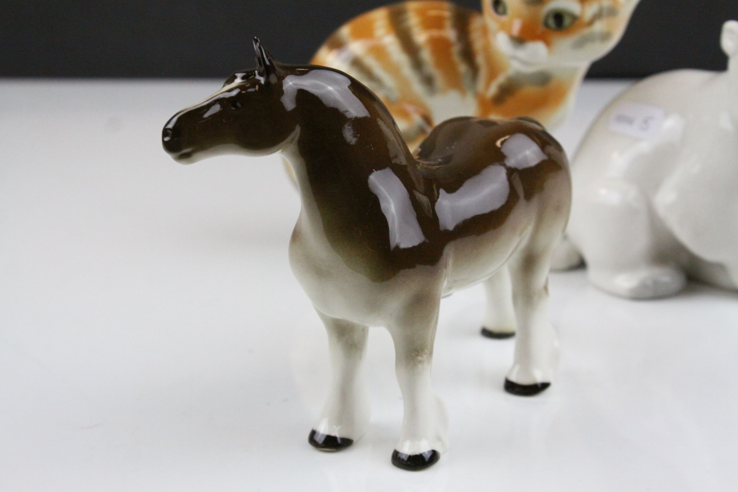 Four Russian Lomonosov Porcelain Animals including Ginger Kitten, Heavy Horse, Polar Bear and a - Image 5 of 12