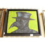 Griffiths, Contemporary Oil on Canvas depicting a Man in Plague Doctor Mask, signed lower right,