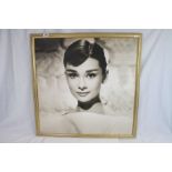A framed art print on canvas portrait film actress Audrey Hepburn 75 x 75cm