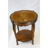 French Walnut Inlaid Lamp Table with Shaped Top and Ormolu Mounts, h.53cms d.48cms
