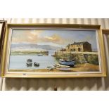 Anton, Oil Painting on Canvas of Harbour Scene, signed lower right, 39cms x 80cms, framed