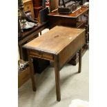 19th century Oak Pembroke Table raised on square chamfered legs, h.77cms L.89cms