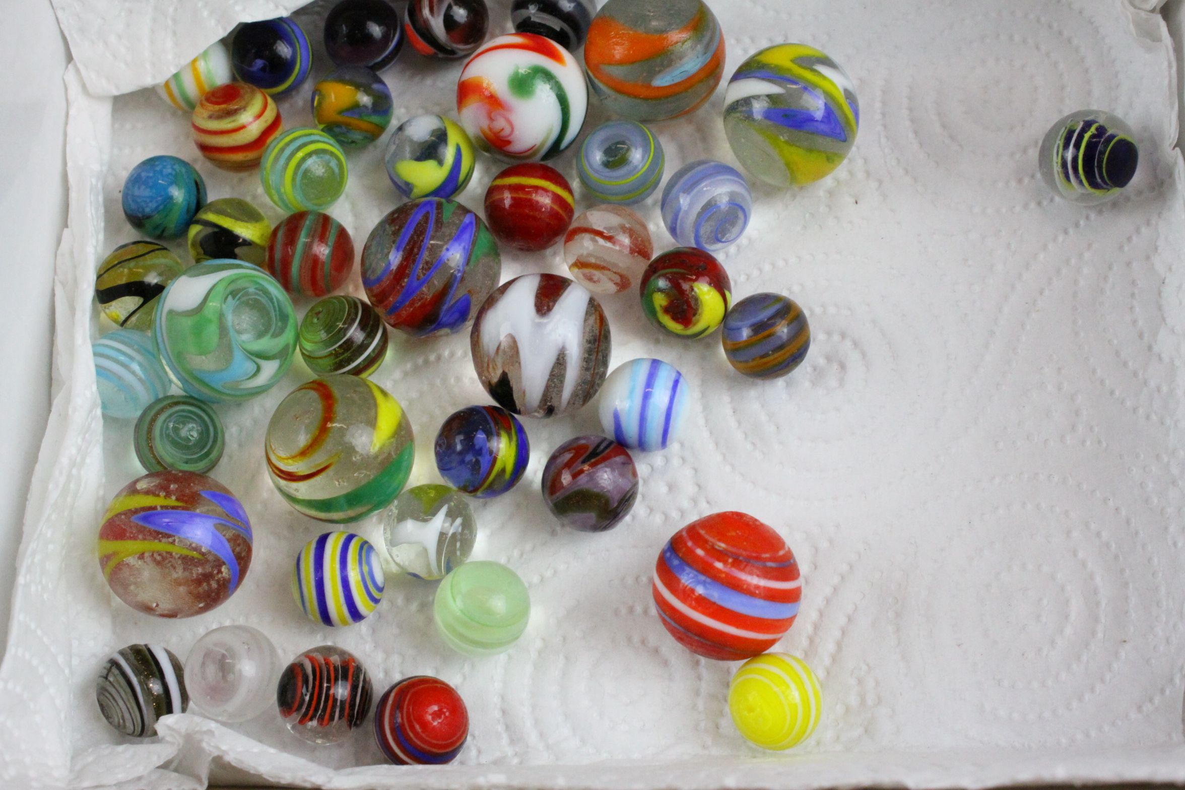 A small collection of vintage marbles.