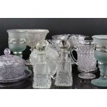 Glassware including Ten Polly Plouviez Wine Goblets with White Metal Mounts together with various