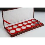 A cased set of twelve silver chinese lunar animal coins by The Shanghai Mint.