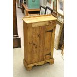 Pine kitchen storage cupboard, with shelves on shaped base