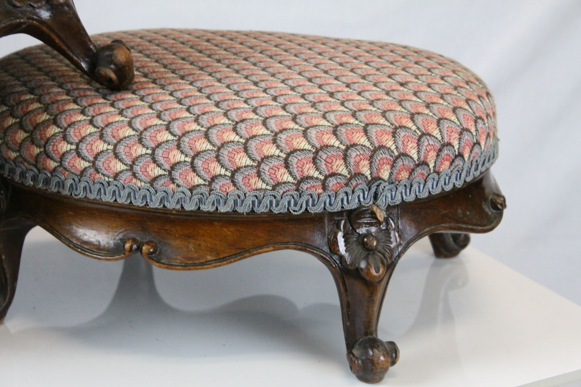 Pair of Victorian Oval Upholstered Footstools, w.45cms h.15cms together with another Upholstered - Image 5 of 5