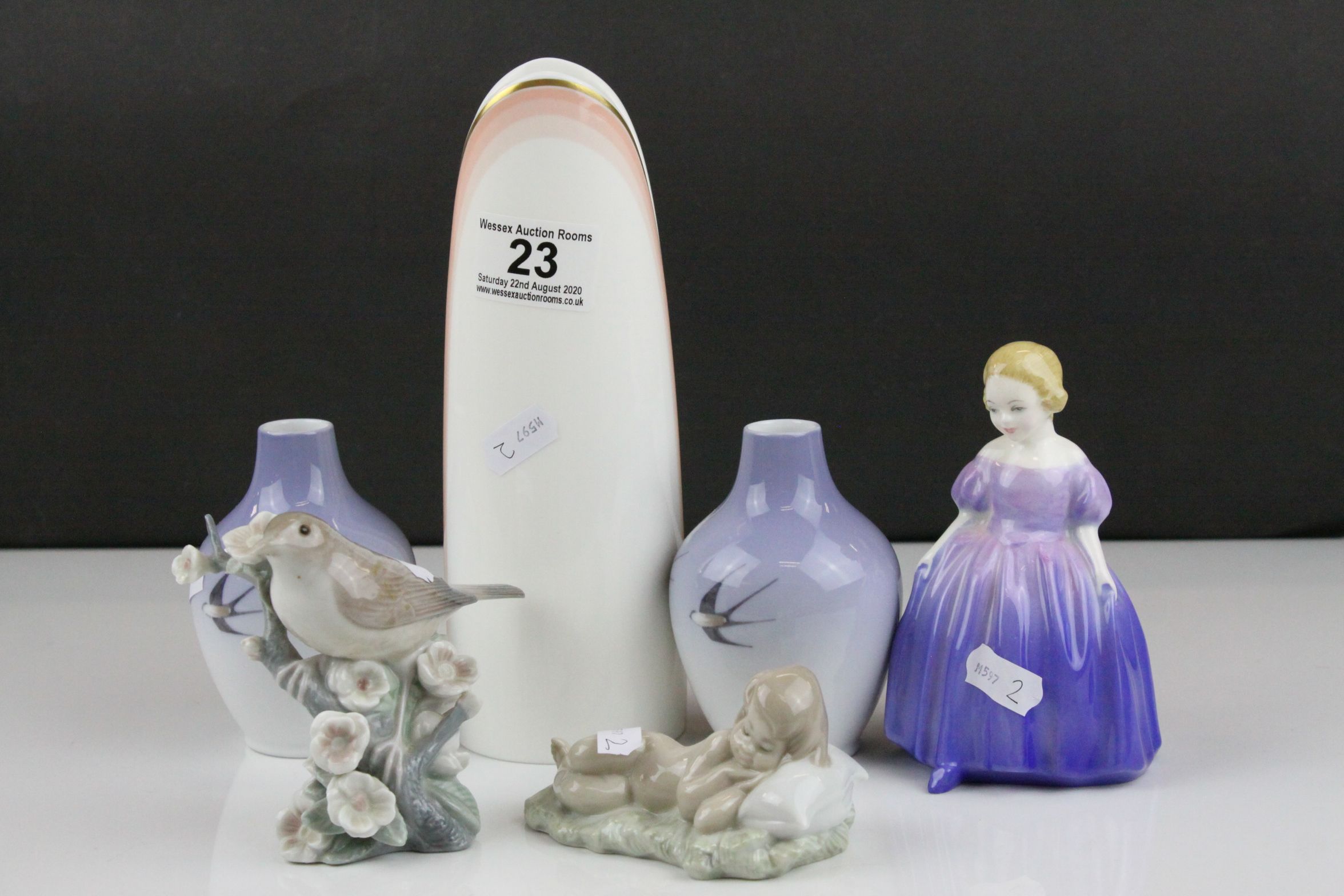 Mixed Lot of Collectable Ceramics including Pair of Royal Copenhagen Vases (h.11cms), Royal