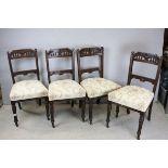 Set of Four Edwardian Dining Chairs with Stuff Over Seats