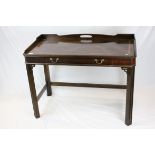 Reproduction Chippendale Style Serving Table with Galleried Back, Two Drawers and raised on Square