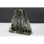 Geoffrey Baxter for Whitefriars, a textured glass 'Pyramid' vase, of pewter colour, No.9674, h.