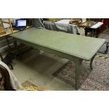 Continental Green Painted Dining Table, 228cms x 85cms x 77cms high