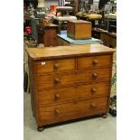 Victorian satin birch Chest of two short & three long drawers