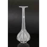 Lalique Claude clear and frosted glass bottle vase with engraved decoration, h.34.5cms