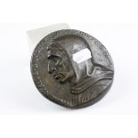 Bronze Circular Medallion depicting the 15th century Dominican Friar Girolamo Savonarola, d.9.5cms