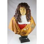 Large Fibreglass Head and Shoulder Bust of James II, h.84cms