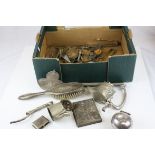 Tray of Mixed Silver Plated Items including Two Claret Jug Tops