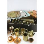 Box of Assorted Metal ware and Cutlery to include Silver Plate / Copper / Brass, etc