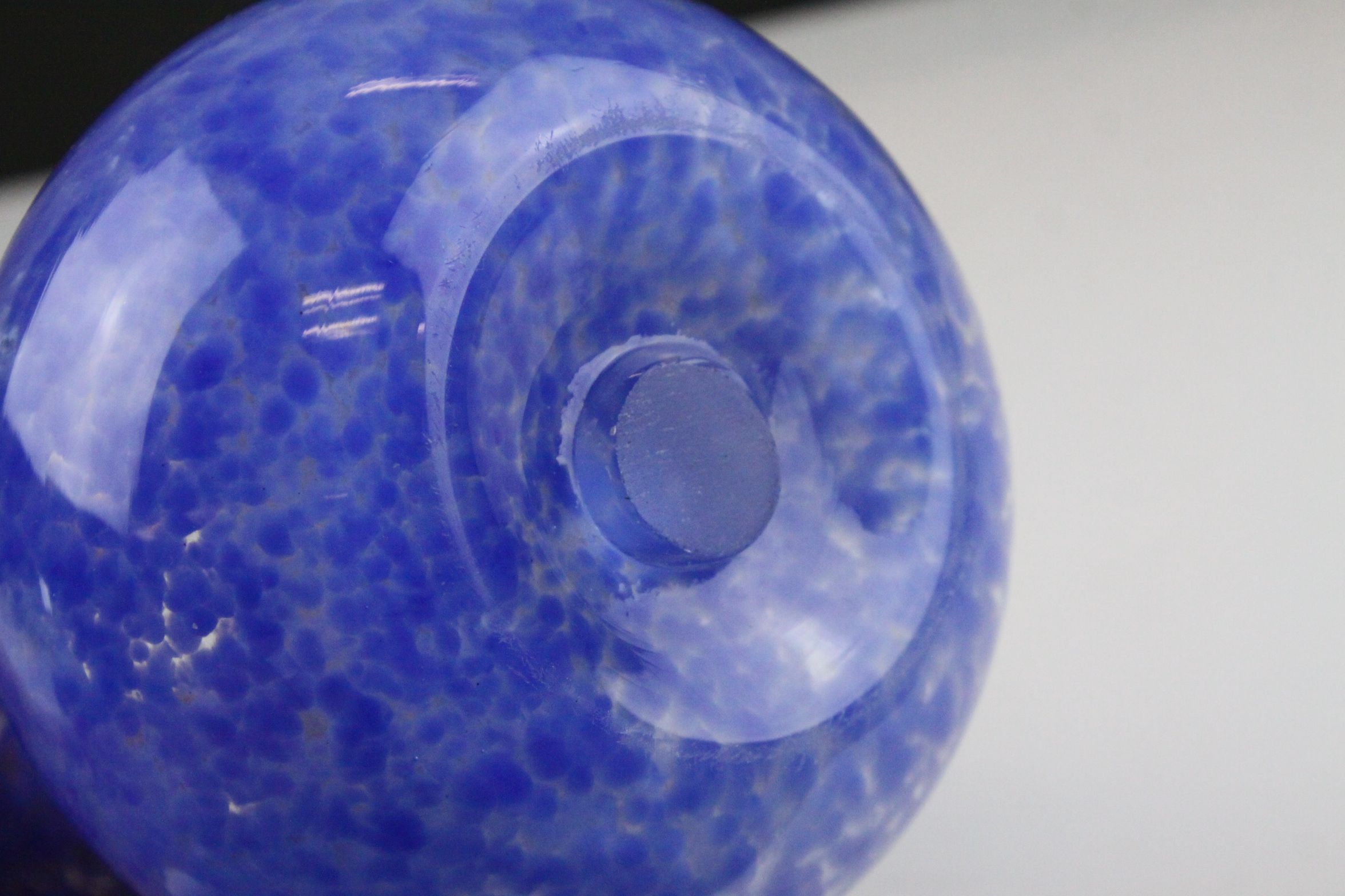 Monart ? Blue and Gold Speckled Glass Vase, h.19cms - Image 5 of 5