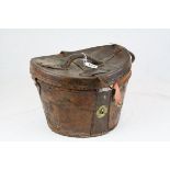 Antique Leather Top Hat Box with a Dublin Luggage Label fitted with a Scott & Co ' Hatters to H.M.
