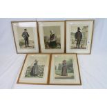 Five Danish Hoffensberg & Trap ' F C Lund ' Coloured Engravings depicting 19th century People from