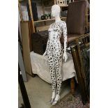 Female Full Length Shop Mannequin covered in Silvered Coloured Shapes, h.182cms