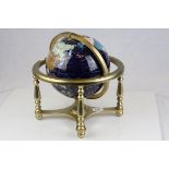 Gemstone Style Globe on Brass Effect Stand, h.36cms