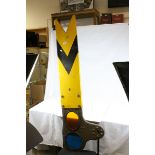 Railwayana - British Rail Distant Signal Arm, Enamel Yellow and Black, the Iron Bracket set with Red