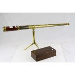Mid 19th century Mahogany and Lacquered Brass Seven Drawer Telescope signed Banks, London, mounted