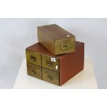 Early 20th century Wooden Four Drawer Index Card Filing Cabinet, h.23cms w.31cms d.35cms together