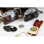 Two Zorki Russian cameras to include a 50th anniversary and a 4 K a Zeiss Icon light metre and a